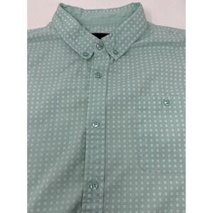 Six Lincoln New York Shirt 2XL Teal  Button Up Short Sleeve w/ White Iron Cross‎